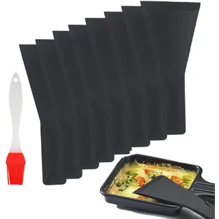 Raclette Schieber,Raclette Spatel,Raclette Pfannenwender Küchenwerkzeuge,8PCS Küchenutensilien für Antihaft Pfannen Käse Grills Gourmet Bretter Bratpfannen Fondue (Schwarz+)