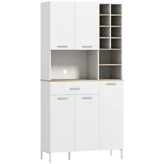 Homcom Küchenschrank MDF Weiß , Holzwerkstoff , Nachbildung , 6 Fächer , 1 Schubladen , 35x183x90 cm , Küchen, Küchenmöbel, Küchenschränke, Geräteumbauschränke