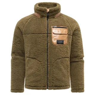 Plüschjacke STONE HARBOUR "Plüschjacke Sorees XX", Herren, Gr. 3XL, grün (khaki), Obermaterial: 100% Polyester PES.  Obermaterial: Futter: 100% Polyester PES. 100% Polyester PES., gerade hüftbedeckend, Ärmel ohne Ärmelschlitz abgesteppte Kante, Jacken Plüschjacke, Warme Herren Winterjacke aus weichem Teddy-Fleece