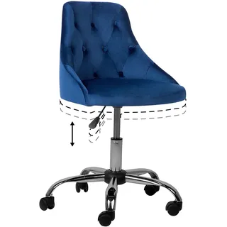 BELIANI Arbeitshocker Marineblau Samt Modern Chesterfield Stil Höhenverstellbar Drehbar Rollbar Home-Office Büro Arbeitszimmer Ausstattung Sitzmöbel - Blau, Schwarz, Silber