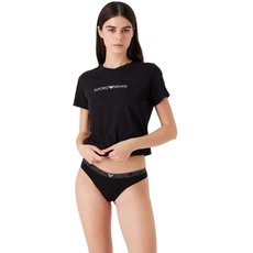 Emporio Armani Damen Emporio Armani Women's 2-pack Essential Studs Logo Thong Panties, Schwarz, XL EU