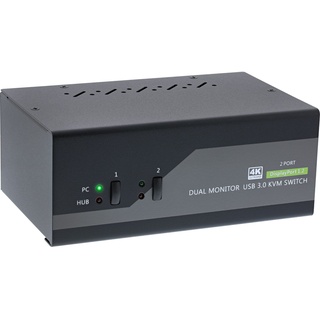 InLine KVM Desktop Switch, 2-fach, Dual-Monitor DP 1.2, 4K, USB 3.0, Audio