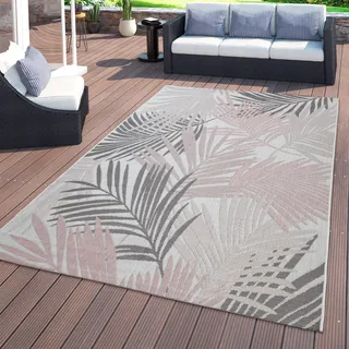 TT Home In- & Outdoor-Teppich, Für Balkon Und Terrasse, Mit Palmen-Design, In Rosa Größe 120x160 cm - Rosa