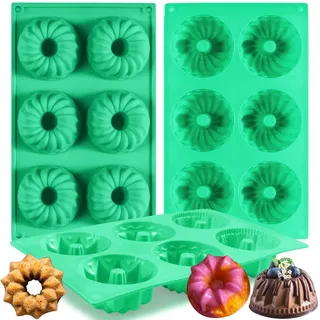 Generisch 2 Stück Mini Silikon Gugelhupfform – Antihaft Gugelhupf Backform für Muffins, Bagels, Kekse & Mini-Kuchen – Spülmaschinenfest & Wiederverwendbar
