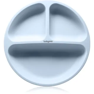 BabyOno Siilicone Plate 6m+ geteilter Teller mit Saugnapf Blue 1 St.