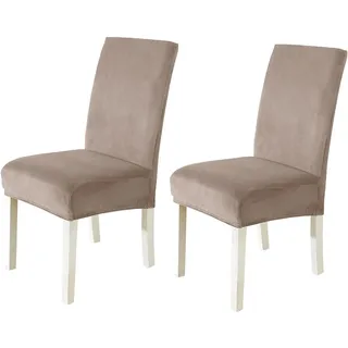 CYCMACO Stuhlhussen Samt 2er Set, Stretch Stuhlüberzieher, Stuhlbezug Schwingstuhl, Hussen Für Stühle Hochlehner, Stuhlbezüge Kratzfest, Universal Chair Cover Waschbarer, Khaki