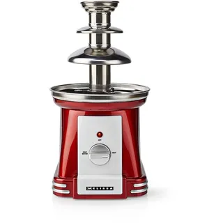 Melissa Schokobrunnen - Schokofondue 3 Etagen - Schokoladenbrunnen 32 cm - Warmhaltefunktion - Weiß/Rot