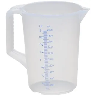 Hünersdorff Messkanne 2000 ml PP, 2 Skalen geschlossener Griff, transparent