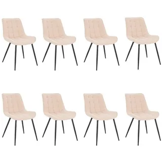 Home Deluxe Polsterstuhl Esszimmer IKALO - 8er Set - Cord Creme