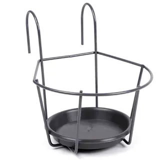 Blumentopfhalter zum Einhängen grau, Ø 16cm Halterung Pflanzen Korb Haken Metall