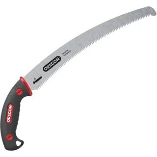 Oregon Premium gebogene Handsäge aus Japanischem Karbonstahl, Rostfreies Forst-/Stutz-/Schnittwerkzeug, Geschwungene Klinge mit Sicherheitsscheide (600136)