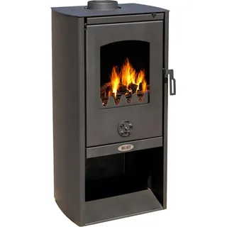 EEK A Kaminofen Holz Ofen Holzofen 6,4 kW Kamin Polar Dauerbrandofen Werkstattofen Schwedenofen Hüttenofen Heizofen - Schwarz