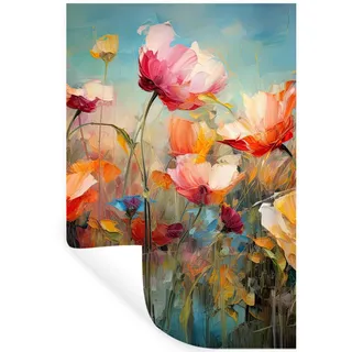 MuchoWow Wandtattoo Blumen - Aquarell - Kunst - Botanisch - Natur 80x120 cm , Kunststoff , 80x120x0.1 cm , Tapeten & Wandverkleidungen, Wandtattoos & Sticker