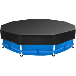 Sekey Poolabdeckung Rund 457 cm – Passend für Runde Stahlrahmenbecken | Verstellbare Schnallen & Klettverschlüssen | Wind- & Staubdicht | Reißfestes Hochdichtes Abdeckplane | Schwarz