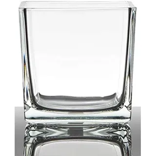 INNA-Glas Glas Übertopf Kim, Würfel - Viereckig, klar, 14x14x14cm | Blumenkübel - Blumentopf