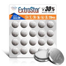 EXTRASTAR CR2032 Alkaline 3 V, nicht-rechargeable Lithium-Knopfzellen, 20 Stück