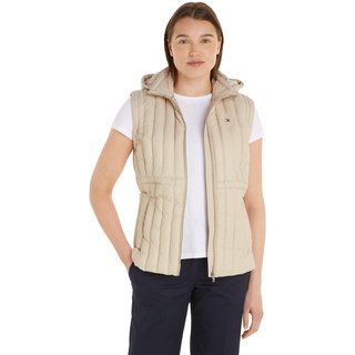 Tommy Hilfiger Damen Weste Feminine Down Vest mit Kapuze, Beige (Classic Beige), XS