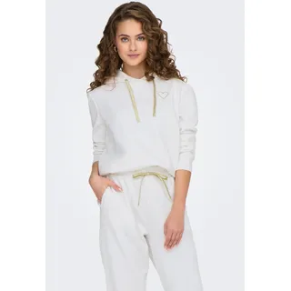 Kapuzensweatshirt ONLY "ONLNOLI L/S HEART HOOD SWT NOOS", Damen, Gr. M, cloud dancer detail:gold strings, heart emb, Sweatware, Obermaterial: 60% Baumwolle, 40% Polyester, unifarben, regular fit normal, Rundhals, Rippbündchen, Sweatshirts Kapuzensweatshirt, Baumwollmischung, regular fit