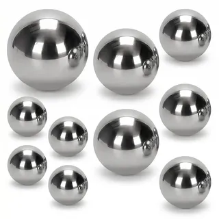 FANTU 10 Stück Edelstahl Dekokugel Schwimmkugeln für miniteich 4 Größen | Metall Hohlkugel Silber Spiegelkugel Teichkugeln Gartenkugeln Metallkugel für Dekobrunnen Garten Deko Teichdeko