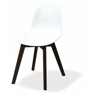 Keeve Stapelstuhl weiss ohne armlehne, dunkeln birkenholz gestell und kunststoff sitzfläche, 47x53x83cm (BxTxH), 505FD01SW - Weiß