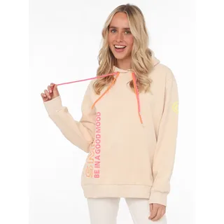 Zwillingsherz Sweatshirt gestickter Schriftzug beige M