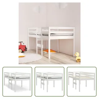 The Living Store Hochbett Weiß 75x190 cm Massivholz Kiefer - Weiß