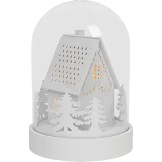 Star Trading - LED-Kugel 'Kupol', weiß, Glaskuppel mit Haus, warmweiße led, Timer, Batterie, 17,5cm