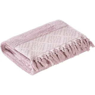 done.® Duschtuch »Provence Bohéme« Uni Farben, Boho-Style, mit auffälliger Borte & Fransen, rosa
