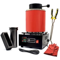 TOAUTO 3KG Digitale Schmelzofen 1400W 2000F, Automatischer Schmelzofen Kit mit Graphittiege und Graphit Barrenform, Schmelz Silber, Gold, Kupfer, Aluminium