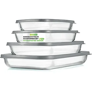 NutriChef Auflaufform mit Deckel 8-tlg. Rechteckig Grau