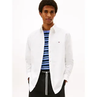 Langarmhemd TOMMY JEANS "TJM OXFORD", Herren, Gr. L (52), N-Gr, ecru, Web, Obermaterial: 100% Baumwolle, regular fit, Manschette, Hemden Langarmhemd, regular fit, Button-down-Kragen, basic