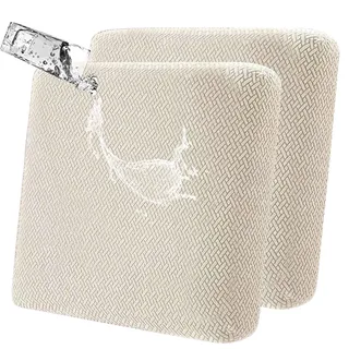 Stretch Sofa Sitzkissenbezüge Rutschfest Sofabezug: 2-Sitzer Wasserdichte Couchkissen Schonbezüge Outdoor-Sitzkissen Schonbezug mit Elastischem Boden Möbelschutz Sektionsarmsessel Liebesitz (Beige)
