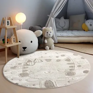 Carpet City Kinderteppich »MARA720« rund 11 mm Höhe Kinderzimmer, Kurzflor,robust,Tiere, Spielzimmer, beige