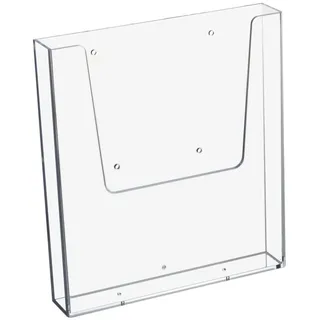 Zeigis 5 Stück Wandprospekthalter DIN A4 Hochformat | 5er Set, Zur Wandmontage, Innenbreite 22,3cm / Fülltiefe 3,5cm / Höhe 25cm, Transparenter stabiler Kunststoff