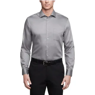 Van Heusen Herren Regular Fit Lux Satin Stretch Solid Klassisches Hemd, GRAU, L