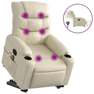 vidaXL Massagesessel mit Aufstehhilfe Elektrisch Creme Kunstleder - Creme