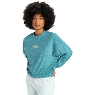 Fleecepullover QUIKSILVER "Tropic Day Sponge", Damen, Gr. XS, blau (brittany blau), Obermaterial:[Hauptmaterial] 75% Walkfrottier, 25% Microfaser;, Sweatshirts Fleecepullover