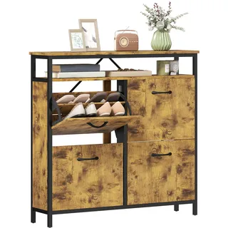 Homcom Schuhkipper 98 x 95 x 24 cm mit Schubladen / braun matt