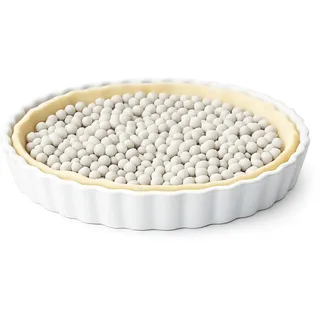 Point-Virgule Blindbackbohnen, Keramik Backbohnen zum Blindbacken von Kuchen, Tarte, Quiche in der Backform, Ihr Küchenprofi für knusprigen Boden, wiederverwendbar, 600g, Weiß