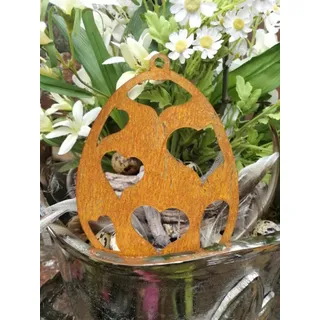 Edelrost Osterei Herzen, zum Hängen