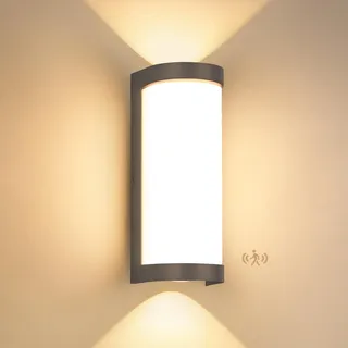 YindaLux 24W LED Aussenlampe mit bewegungsmelder, IP65 2700LM Wandleuchte Innen/Außen, 3000K Modern Außenleuchte mit bewegungsmelder, Aluminium Außenleuchte für Terrasse, Eingang, Flur, Anthrazit