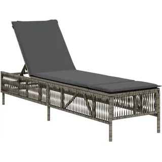 vidaXL Sonnenliege mit Auflage Grau Poly Rattan - Grau