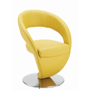 Moderano Stuhl , Gelb, Edelstahlfarben , Leder , Echtleder , Longlife-Leder, Dickleder , Drehteller , 62x86x61 cm , Goldenes M , Lederauswahl, Stoffauswahl , Esszimmer, Stühle, Esszimmerstühle