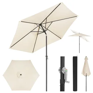 Sonnenschirm 300 cm - UV-beständiger Sonnenschirm für Garten und Strand - Wasserdichte, sechseckige Sonnenschutzvorrichtung - 45° schwenkbar