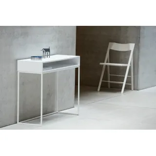 Jan Kurtz Konsolentisch Dina - Konsole - Gestell Luna Silber - Ablage Nussbaum