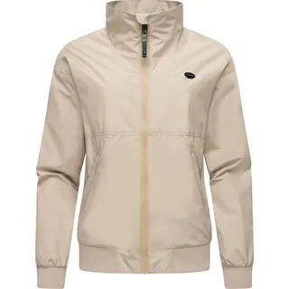 Outdoorjacke RAGWEAR "Übergangsjacke Goona", Damen, Gr. L, beige (sand), Obermaterial: 100% Polyester PES.  Obermaterial: Futter: 100% Polyester PES., lässig geschnitten hüftbedeckend, hoch geschlossener Ausschnitt, Ärmel ohne Ärmelschlitz Rippstrickbündchen, Jacken Outdoorjacke, stylische, wasserdichte Übergangsjacke mit hohem Kragen