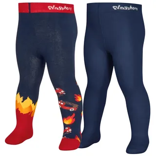 Playshoes Strumpfhose Unisex Kinder Strumpfhose, Feuerwehr 2er Set, 62/68