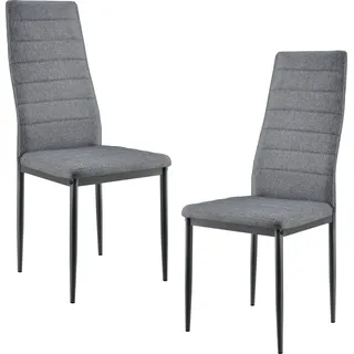 [en.casa] 2er Design Stuhl-Set Grau Italienisch Lehnstuhl Hochlehner Esszimmerstuhl Polsterstuhl - Grau