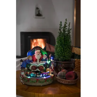 Konstsmide Weihnachtsfigur LED Szenerie Weihnachtsmann mit Kindern und Zug