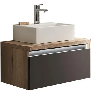 Dieter Knoll Waschtischkombi , Grau , Metall , 1 Schubladen , 60 cm , Made in Germany , Griffeauswahl, Zusatzausstattung erhältlich, hängend , Badezimmer, Waschbecken & Armaturen, Waschtische